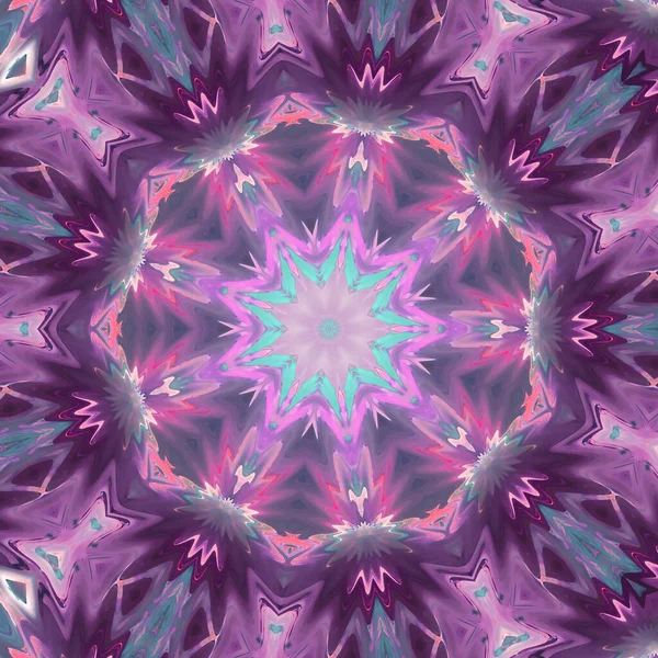 紫とピンクを基調とした万華鏡模様の抽象画 — ストック写真