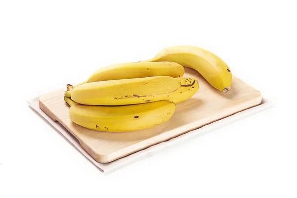 Los Plátanos Tabla Madera Aislados Sobre Fondo Blanco —  Fotos de Stock