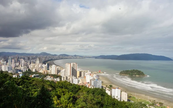 Panorámás Kilátás Nyílik Santos Város Partján Sao Paulo Brazília — Stock Fotó