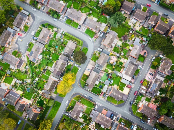 Luchtfoto Van Traditionele Woonwijk Engeland Recht Naar Beneden Kijkend Met — Stockfoto