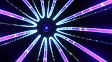 Mor ışıklı bilim kurgu dünyasının 3 boyutlu animasyonu.