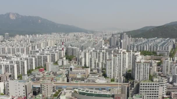 Het Vliegende Antenne Uitzicht Van Sangye Dong Seoel Zuid Korea — Stockvideo