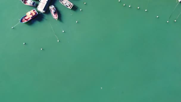 Una Hermosa Vista Los Barcos Atracados Mar Día Soleado — Vídeos de Stock
