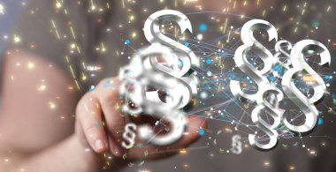 Kanun ve Adalet kavramının arkasında elle tıklatılan üç boyutlu bir paragraf çizimi