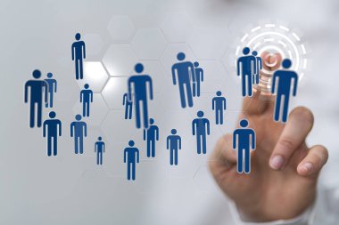 Arkaplandan bir kişinin elinin değdiği bir ağ grafiği