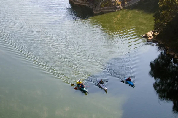 Spanya Nın Orta Kesimindeki Tagus Nehri Nde Kayak Gezisinin Havadan — Stok fotoğraf