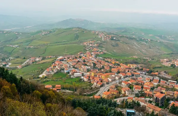 Une Belle Vue Depuis Point Culminant Sur Montagne Des Maisons — Photo