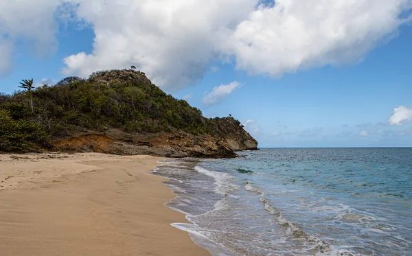 Красивый Снимок Пляжа Святого Барта Горы Покрытые Зеленой Травой Пляже — стоковое фото