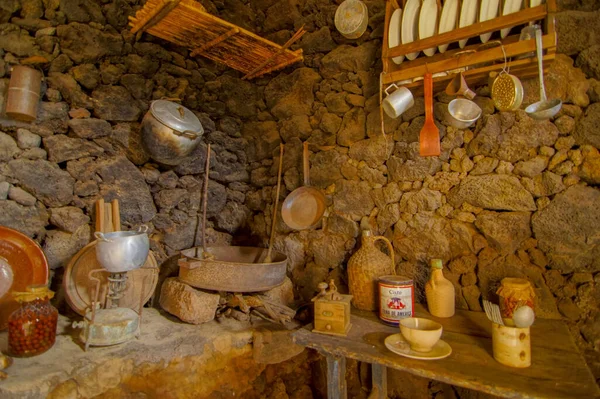 Interior Abandoned Stone Made Houses Medieval Village Hierro Island Spain — Stock Photo, Image