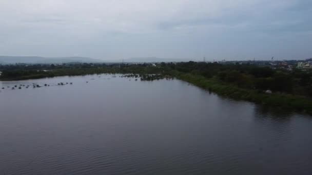 Drone Video Harsul Lake Městě Aurangabad Indie — Stock video