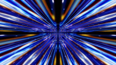 Ağırlıklı olarak neon mavisi olan hiperuzayın 3 boyutlu bir çizimi