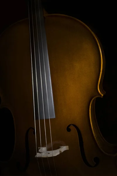Closeup Shot Classical Violin Black Background — Stock Photo, Image