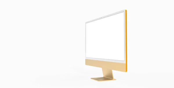 Render Egy Modern Arany Képernyő Elszigetelt Fehér Háttér Másolási Hely — Stock Fotó