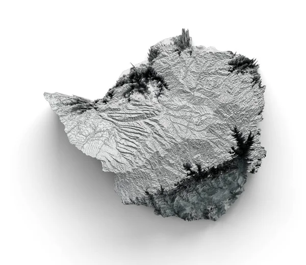 Beyaz Arkaplanda Zimbabwe Topografik Haritasının Boyutlu Bir Çizimi — Stok fotoğraf