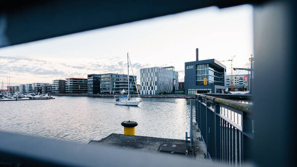 The port of Bremerhaven with boats in Germany
