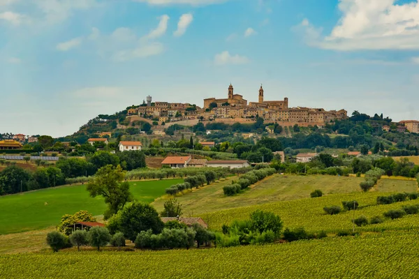 Ett Landskap Montecosaro Gammal Stad Marche Regionen Italien — Stockfoto