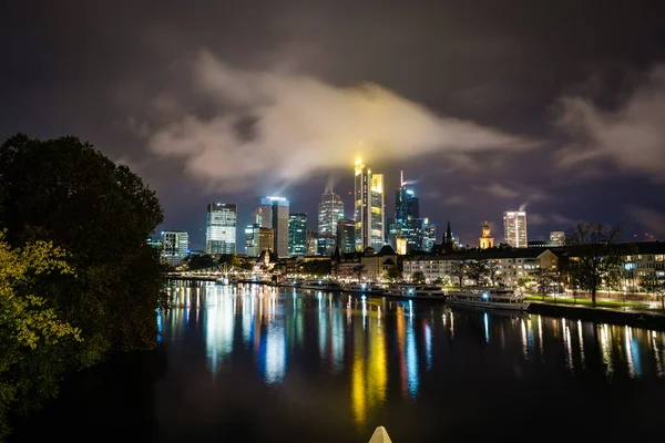 Impresionante Horizonte Frankfurt Por Noche Alemania — Foto de Stock