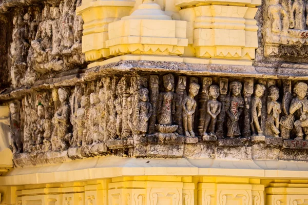Primer Plano Viejas Esculturas Piedra Templo Khajuraho India —  Fotos de Stock