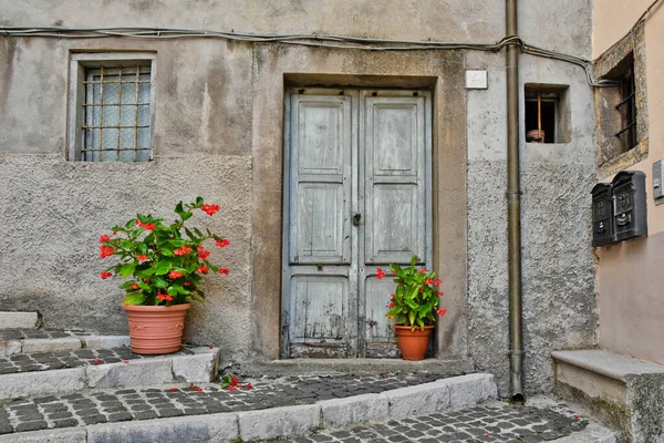 Eine Schöne Außenaufnahme Einer Grauen Tür Eines Alten Hauses Mit — Stockfoto