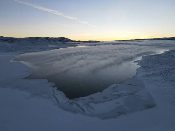 Winter Sunrise Strawberry Reservoir Headed Water — Stock Photo, Image