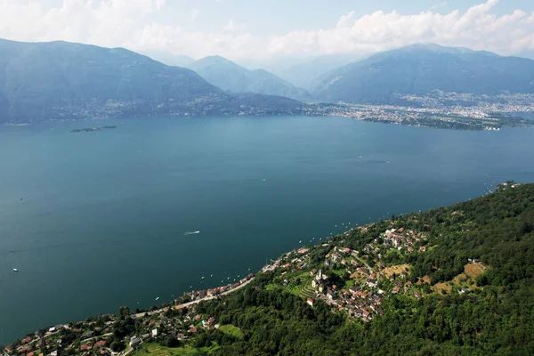 Sviçre Ticino Daki Lago Maggiore Gölü Locarno Dağları Üzerindeki Sant — Stok fotoğraf