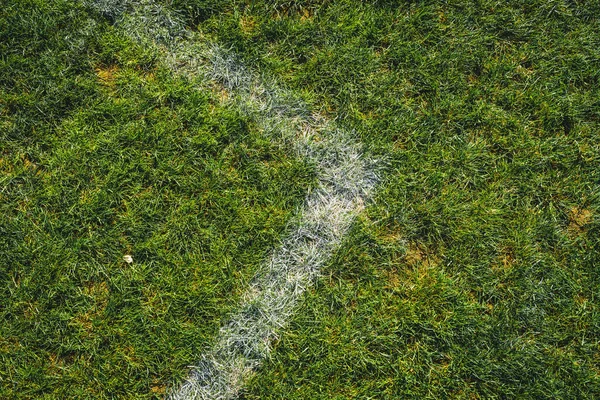 白いジグザグの線で芝生のフィールドの低角度ショット — ストック写真