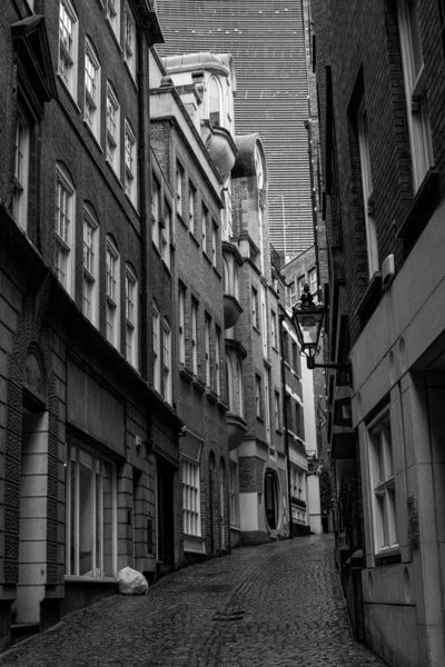 Egy Függőleges Szürkeárnyalatú Felvétel Lakóépületekről Londonban — Stock Fotó
