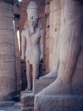 Mısır 'daki Hatshepsut Morg Tapınağı' nda bir firavunun dikey görüntüsü.