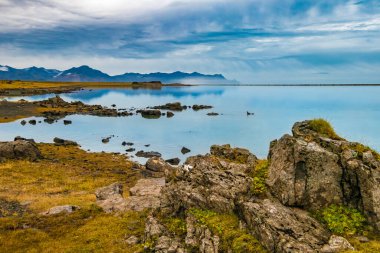İzlanda 'da doğal bir manzaranın havadan görünüşü