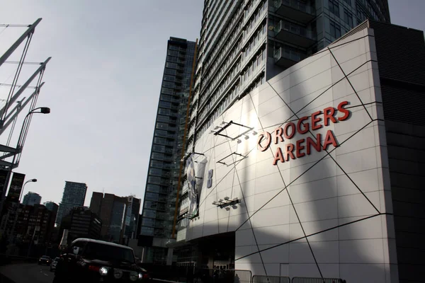 Famosa Rogers Arena Nel Centro Vancouver Tramonto British Columbia Canada — Foto Stock