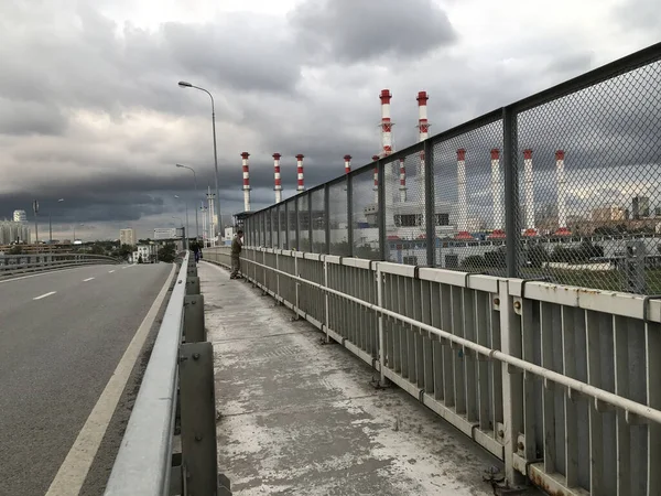 Värmekraftverkets Rör Mezhdunarodnaya Levererar Energi Till Moskvas Affärscentrum — Stockfoto