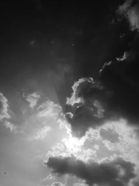 Vertical Low Angle Grayscale Shot Sky Cumulus Clouds — Stock Photo, Image