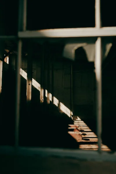 Вертикальний Знімок Світла Сяє Кімнату Покинутій Будівлі — стокове фото