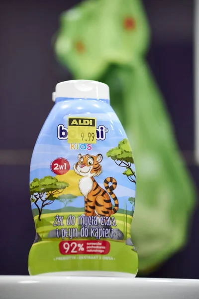 Polish Bath Gel Kids Aldi Supermarket Price Sticker — Stock Photo, Image