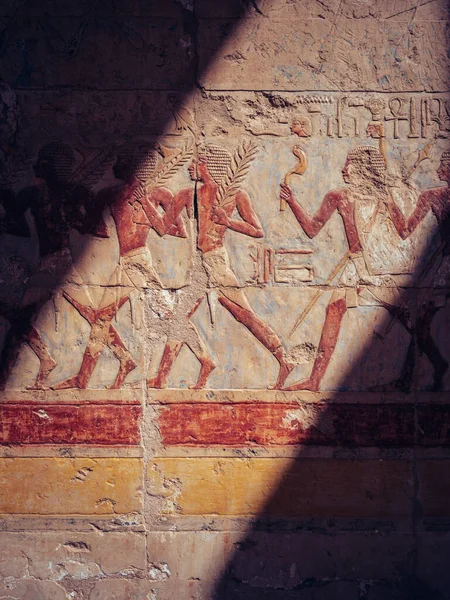 Closeup Shot Ancient Painting Bas Reliefs Made Wall Egypt — Stock Photo, Image