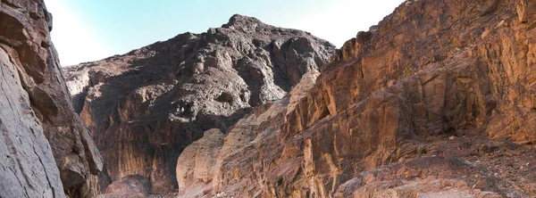 Der Panoramablick Auf Die Gipfel Der Felsigen Berge Sinai Ägypten — Stockfoto
