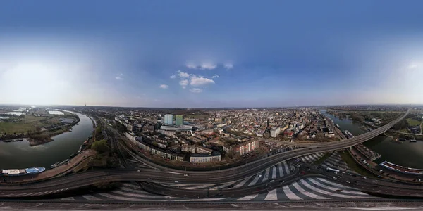 360 Gradi Panorama Aereo Completo Della Rotonda Intersezione Arnhem Sviluppo — Foto Stock