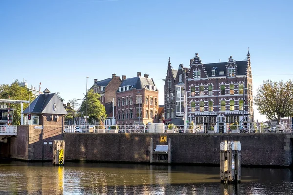 Veduta Panoramica Degli Edifici Lungo Fiume Nieuwe Maas Rotterdam Paesi — Foto Stock