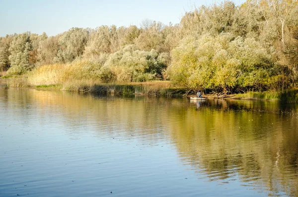 Panorama Otoño Scenci Lago Artificial Begecka Jama Cerca Ciudad Novi — Foto de Stock