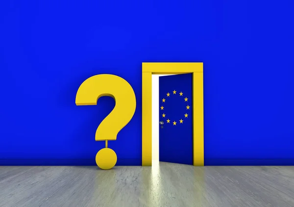 Uma Renderização Com Duas Portas Com Bandeira União Europeia Ponto — Fotografia de Stock