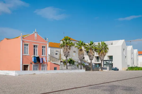 Een Schilderachtig Shot Van Kleurrijke Gebouwen Palmbomen Belem Lissabon Portugal — Stockfoto