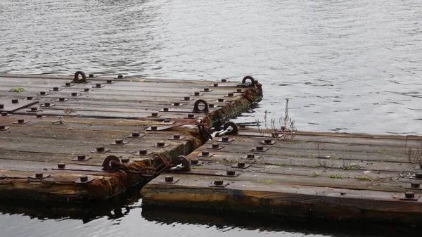 Old Wood Piers Kiel River — Stock Photo, Image