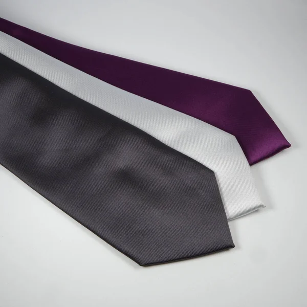 Group Plain Color Elegant Neckties Isolated White Background — Stock Photo, Image