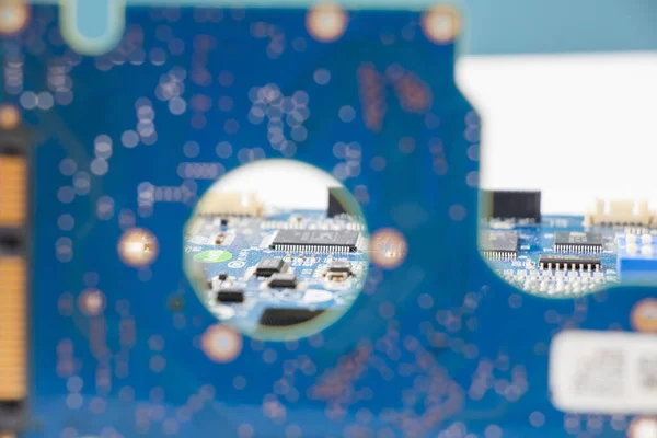 Closeup Blue Hard Drive Pcb Hard Drive Card — Stock Photo, Image