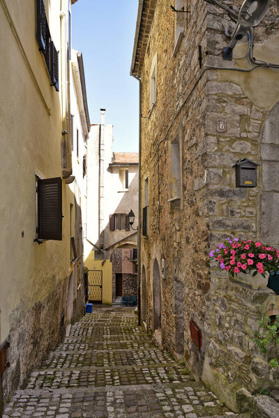 A closeup of a street in Lenola in Italy