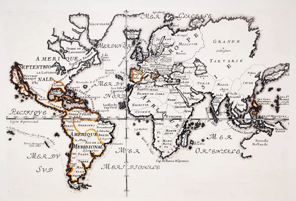 Cópia Mapa Nicolas Fer 1702 Retratando Império Espanhol Início Século — Fotografia de Stock