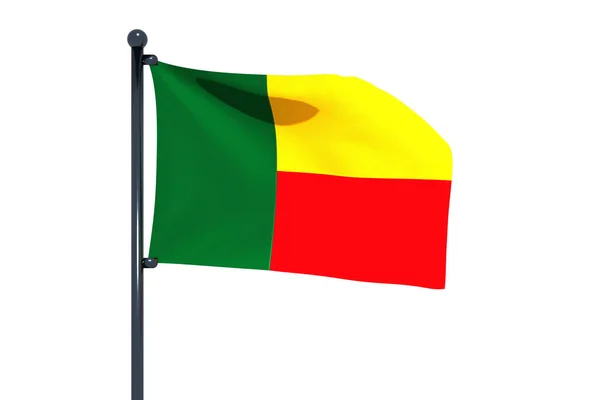 Прапор Беніну Флагштоку Ізольованому Білому Тлі — стокове фото