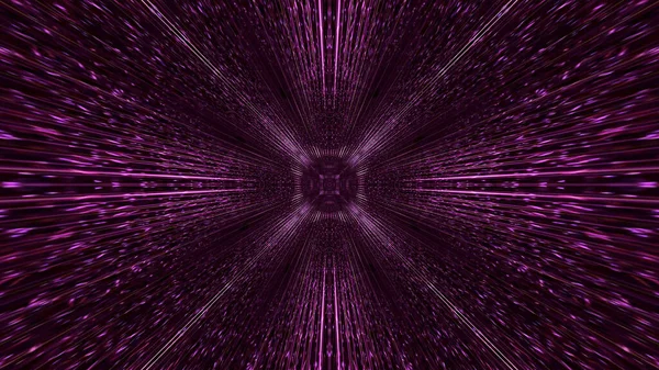 Renderowanie Futurystyczny Abstrakcyjny Kalejdoskopowe Wzory Neon Tunel Fioletowy Promieni Linii — Zdjęcie stockowe