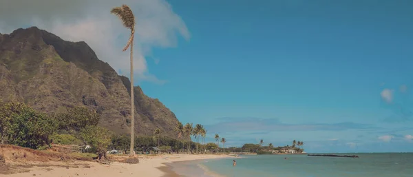 Panoramic View Sandy Sunny Seashore Cliffs — Stock Photo, Image