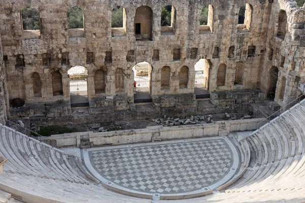 Una Vista Panorámica Estructura Del Teatro Odeon Herodes Atticus Atenas —  Fotos de Stock